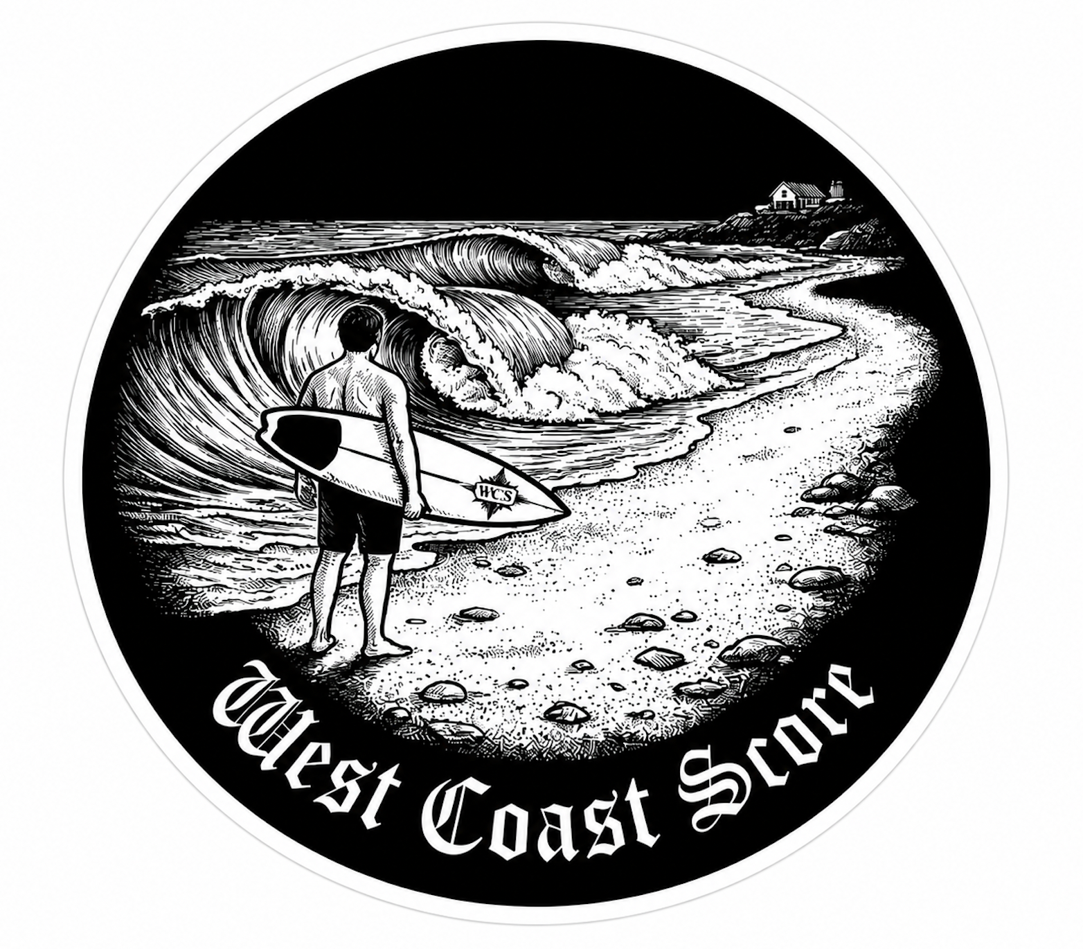 West Coast Score Surf Sticker